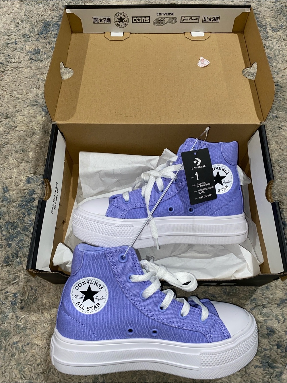 Converse Kids Lavender High Top Platform Sneakers